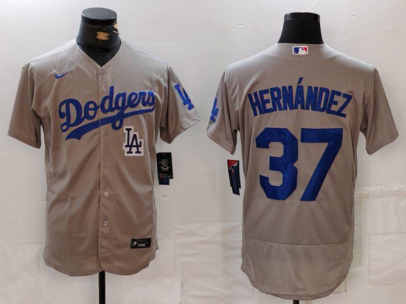 Men Los Angeles Dodgers #37 Hernandez Grey Nike Elite 2024 MLB Jersey style 7265->los angeles dodgers->MLB Jersey